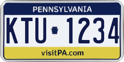 PA license plate KTU1234