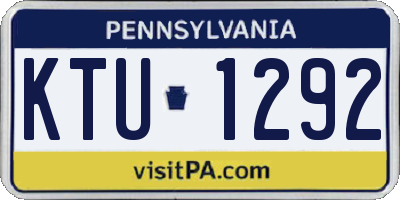PA license plate KTU1292