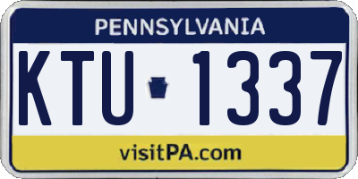 PA license plate KTU1337