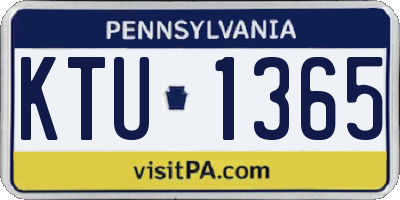 PA license plate KTU1365