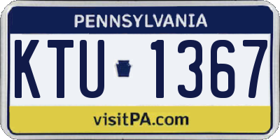 PA license plate KTU1367