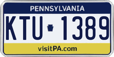 PA license plate KTU1389