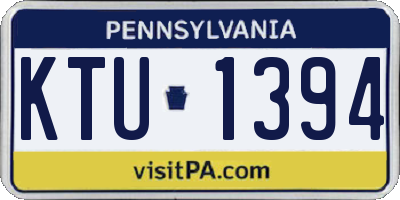 PA license plate KTU1394