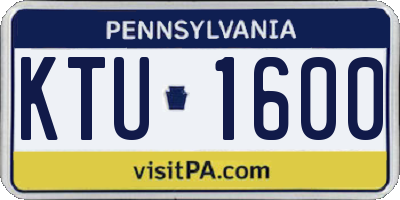 PA license plate KTU1600