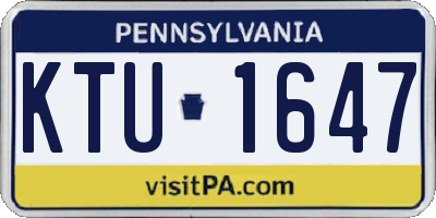 PA license plate KTU1647