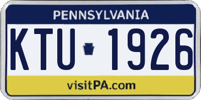 PA license plate KTU1926