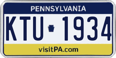 PA license plate KTU1934