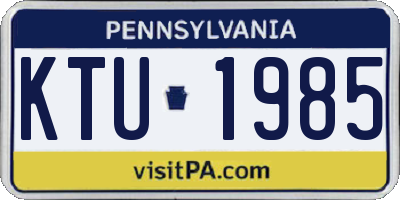 PA license plate KTU1985