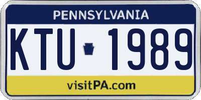 PA license plate KTU1989