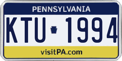 PA license plate KTU1994