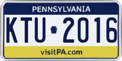 PA license plate KTU2016
