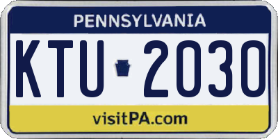 PA license plate KTU2030