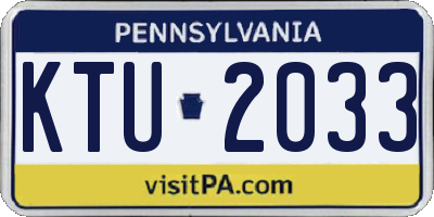 PA license plate KTU2033