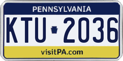 PA license plate KTU2036