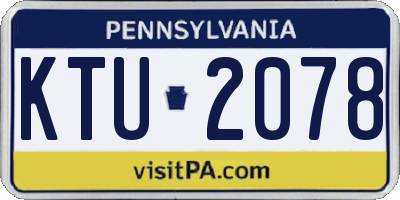 PA license plate KTU2078
