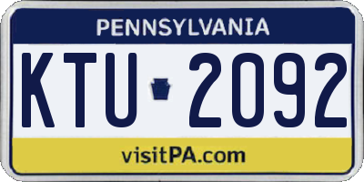 PA license plate KTU2092
