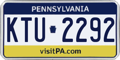 PA license plate KTU2292