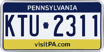PA license plate KTU2311