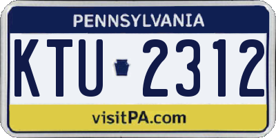 PA license plate KTU2312