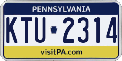 PA license plate KTU2314