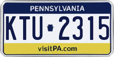 PA license plate KTU2315