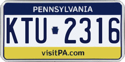 PA license plate KTU2316