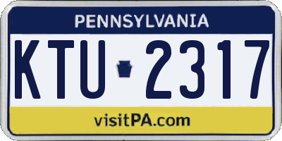 PA license plate KTU2317