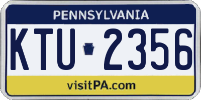 PA license plate KTU2356