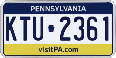 PA license plate KTU2361