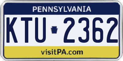 PA license plate KTU2362