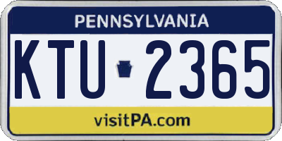 PA license plate KTU2365