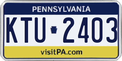 PA license plate KTU2403