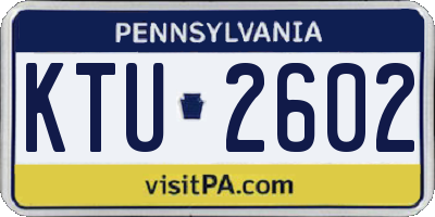 PA license plate KTU2602