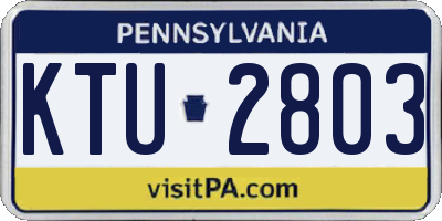 PA license plate KTU2803