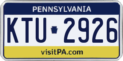PA license plate KTU2926