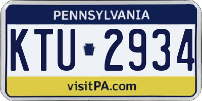 PA license plate KTU2934