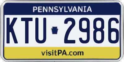 PA license plate KTU2986