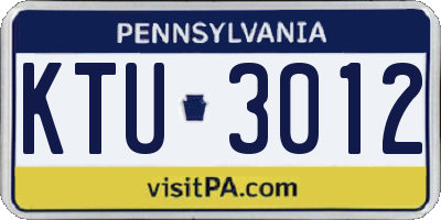 PA license plate KTU3012