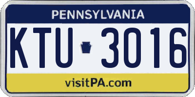PA license plate KTU3016