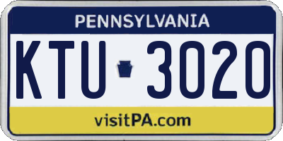 PA license plate KTU3020