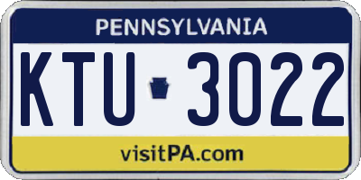PA license plate KTU3022
