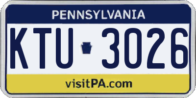 PA license plate KTU3026