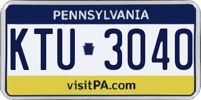 PA license plate KTU3040