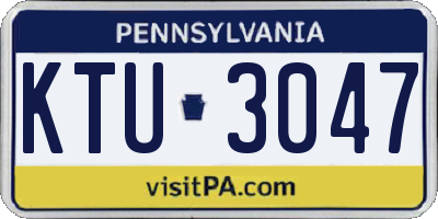 PA license plate KTU3047