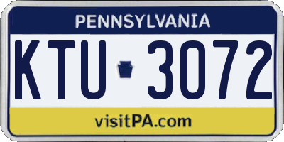 PA license plate KTU3072