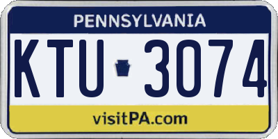 PA license plate KTU3074