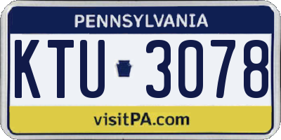 PA license plate KTU3078
