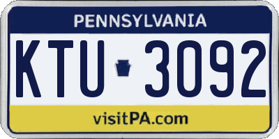 PA license plate KTU3092