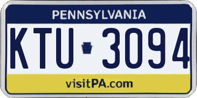 PA license plate KTU3094