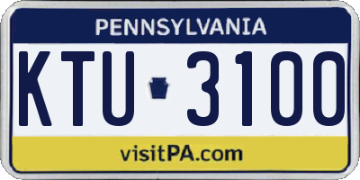 PA license plate KTU3100